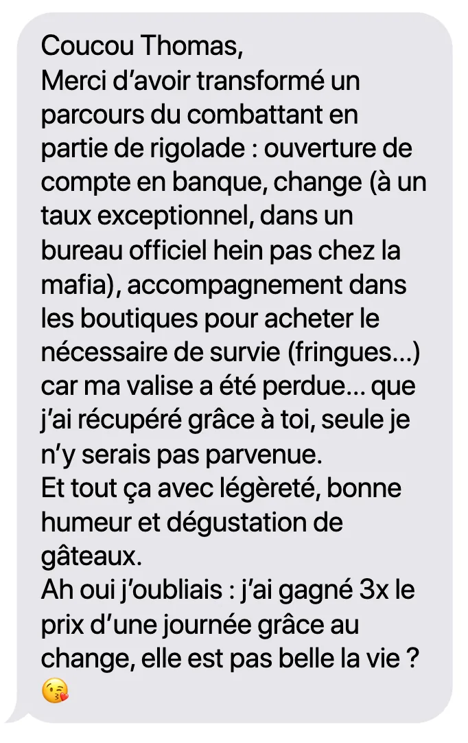 Message 3 sur 8 : une personne accompagnée pour son installation en Russie raconte comment ça s’est passé