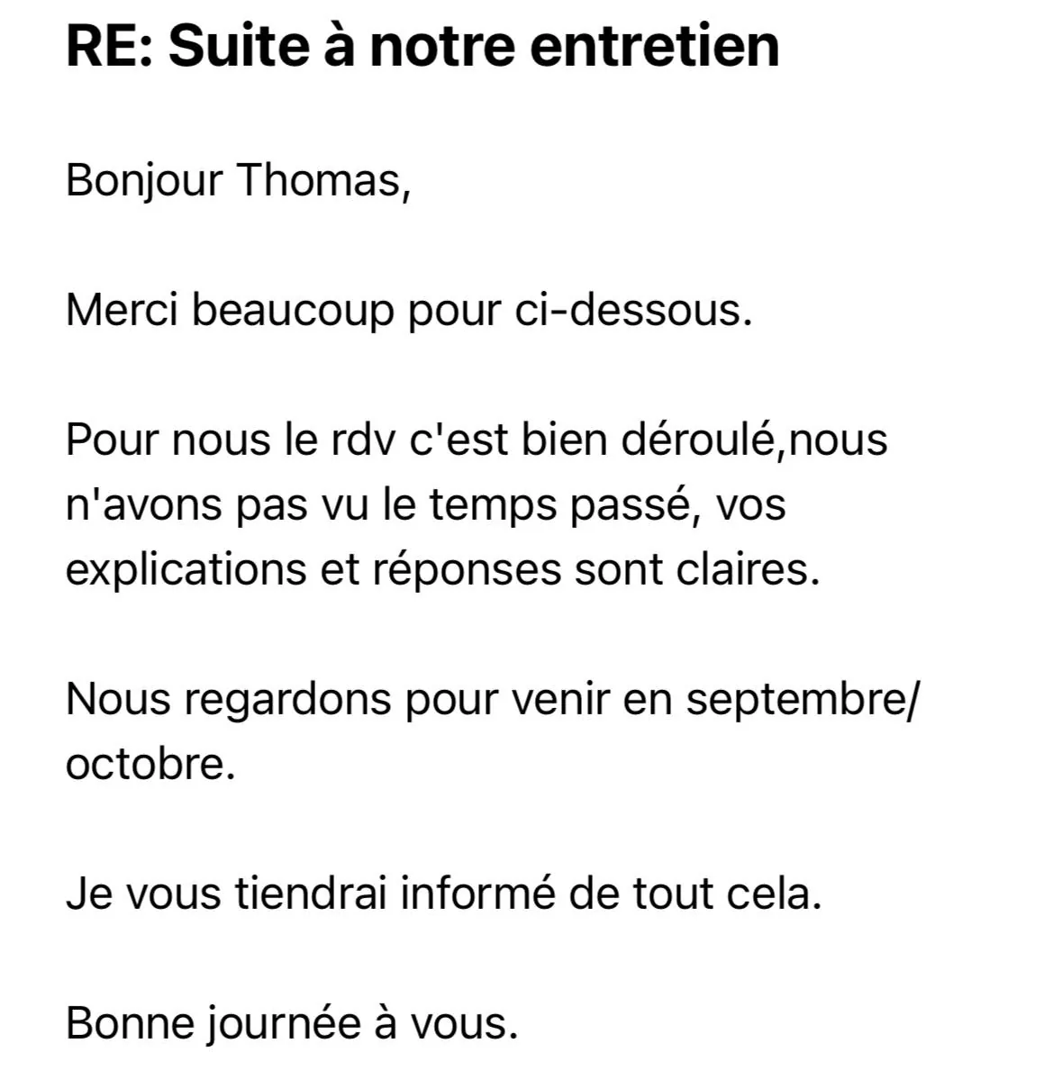Message 5 sur 8 : une personne accompagnée pour son installation en Russie raconte comment ça s’est passé