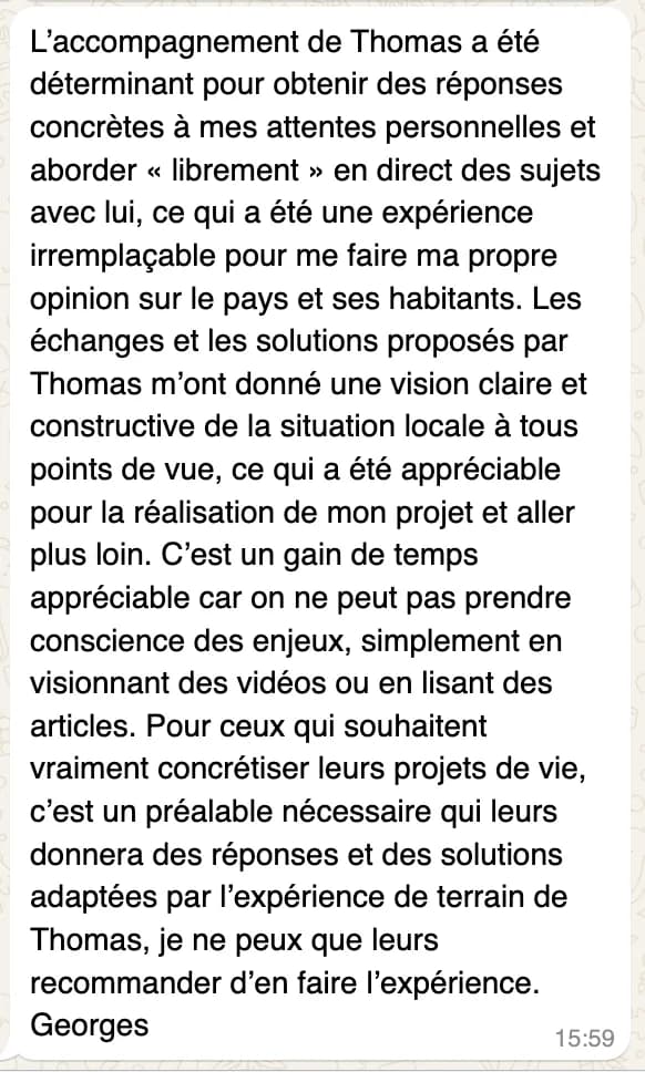 Message 7 sur 8 : une personne accompagnée pour son installation en Russie raconte comment ça s’est passé
